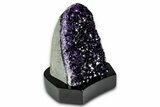 Deep Purple Amethyst Geode With Wood Base - Uruguay #342739-1